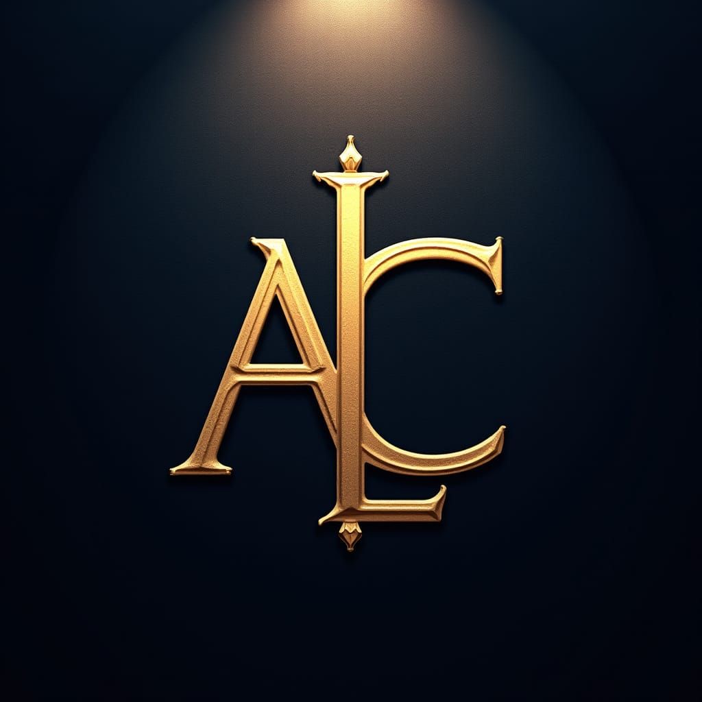 Art Deco Gold Monogram "AC JC" on Navy Velvet