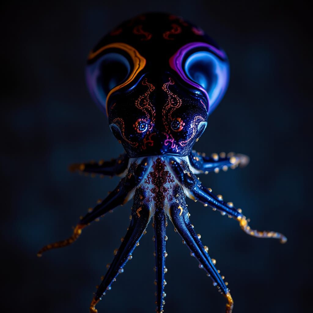 Yin-Yang Squid Portrait in Luminous Hues