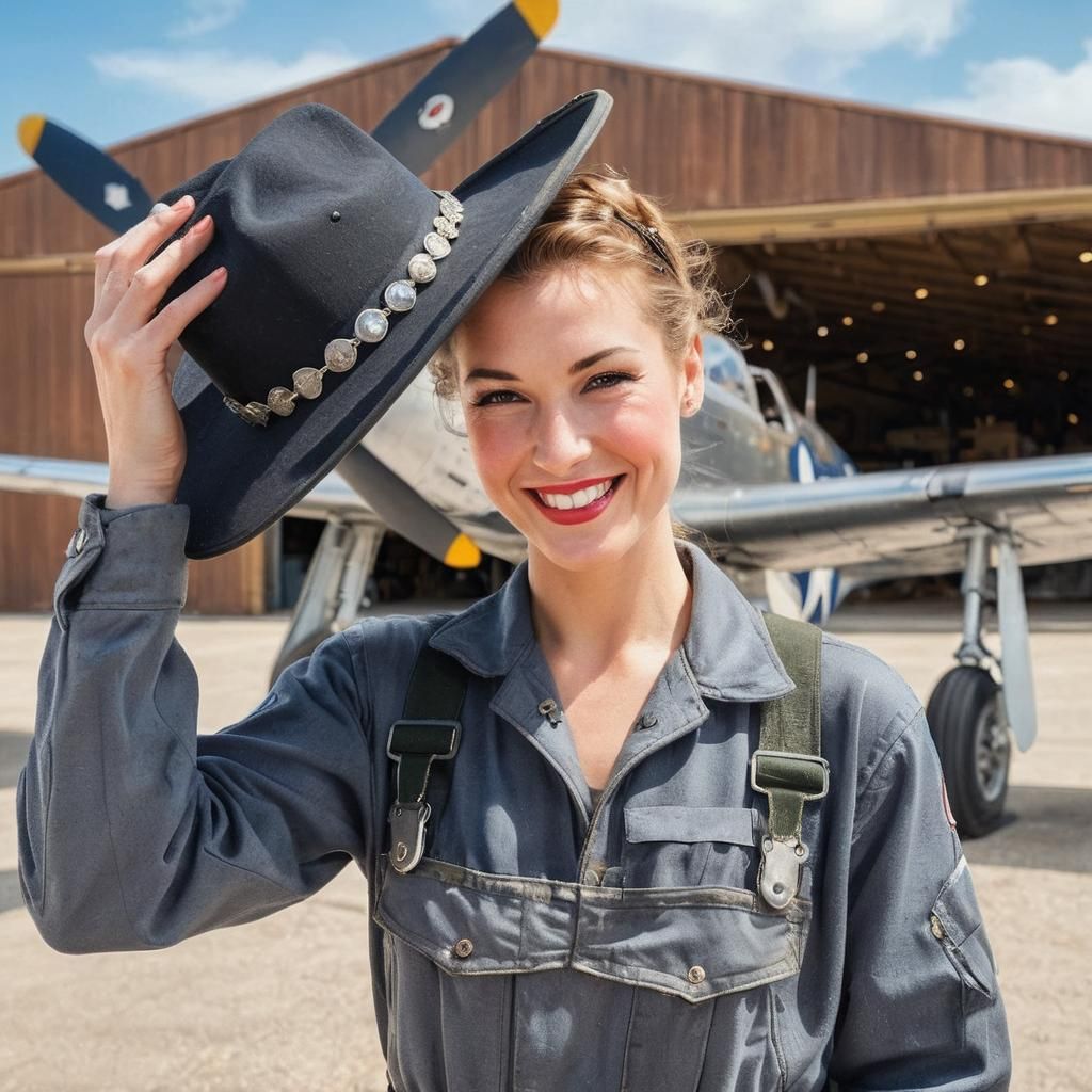 WWII Pilot Pin-Up in Triadic Colors