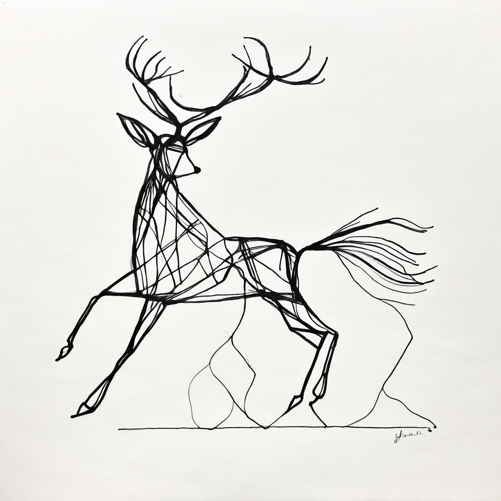 Elegant Abstract Ink Drawing in Graphite