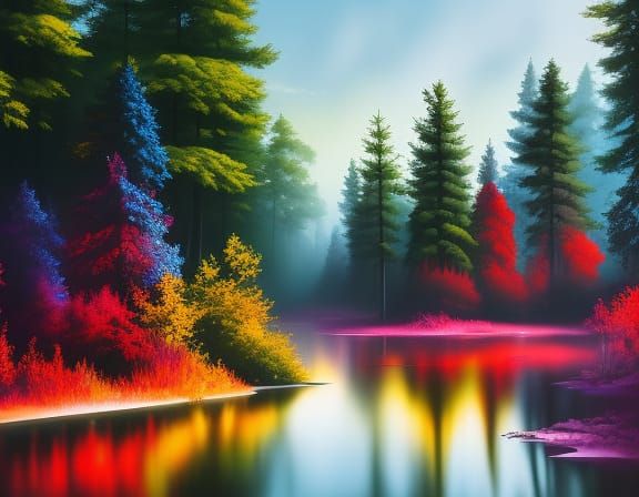 Colorful Forest in Graffiti Watercolor Art Style