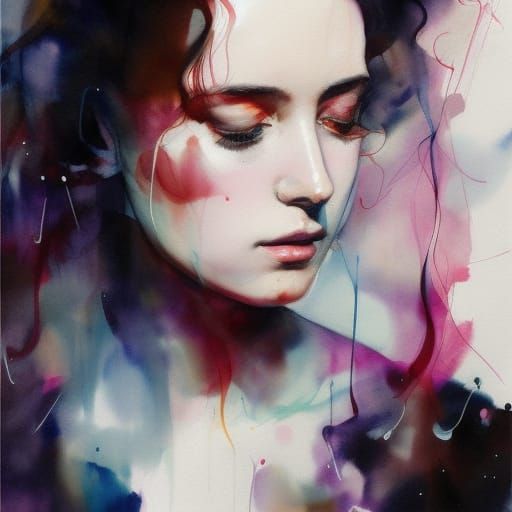 Watercolor Cat by Agnes Cecile Style