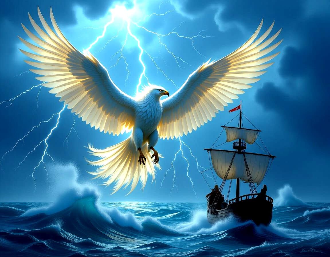 Majestic Griffin Soaring Above Kraken Attack