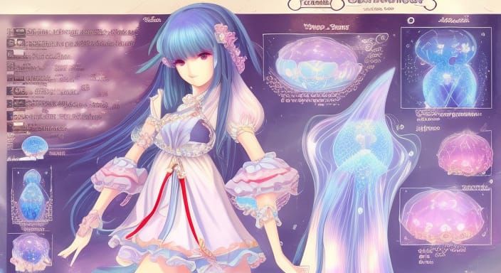 Mahou Shojo Character Sheet with Jellyfish Motifs