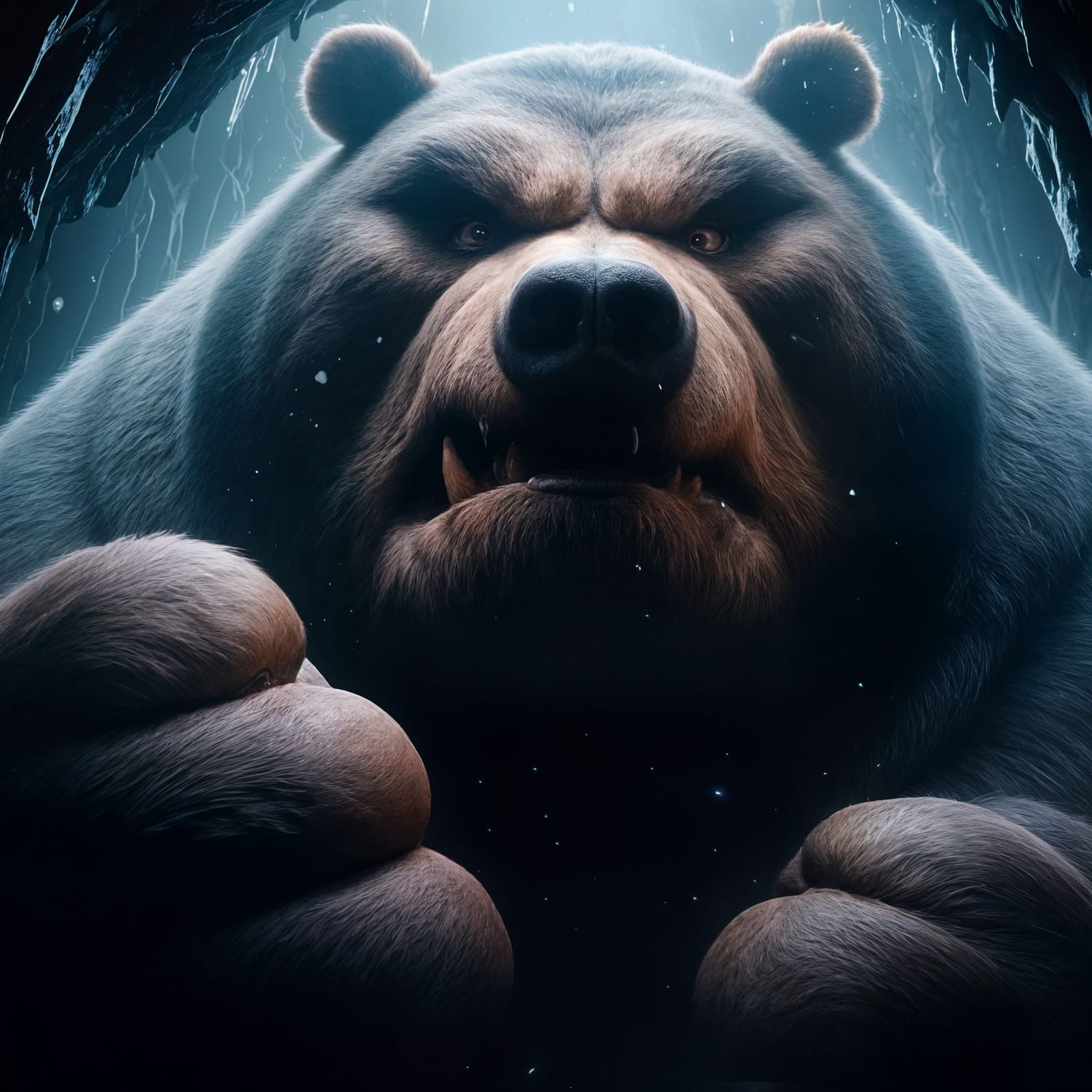 Massive Ominous Bear Rises in Dark Cavern