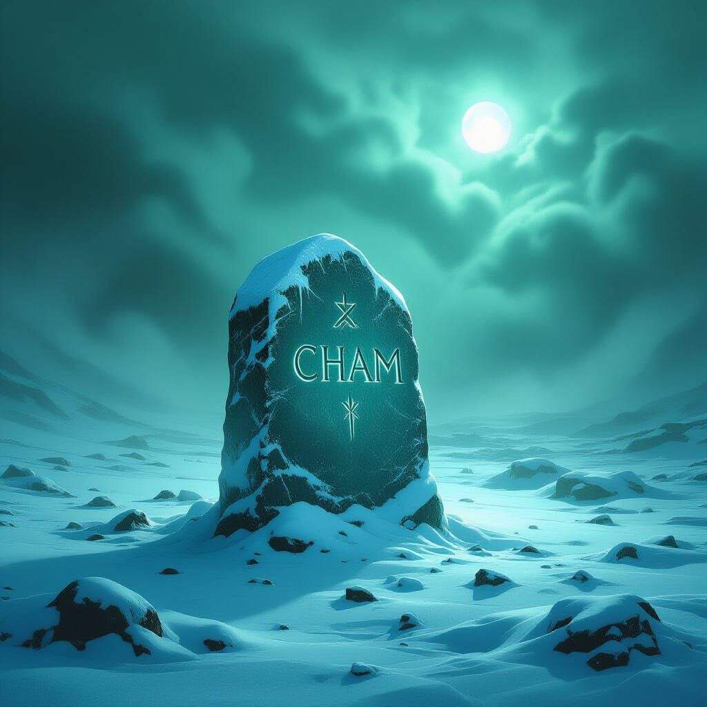 Eerie Tundra Runestone in Dark Fantasy Concept Art Style