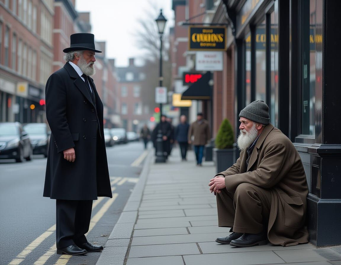 Street Scene: Rich Man and Poor Man in Cinematic Style