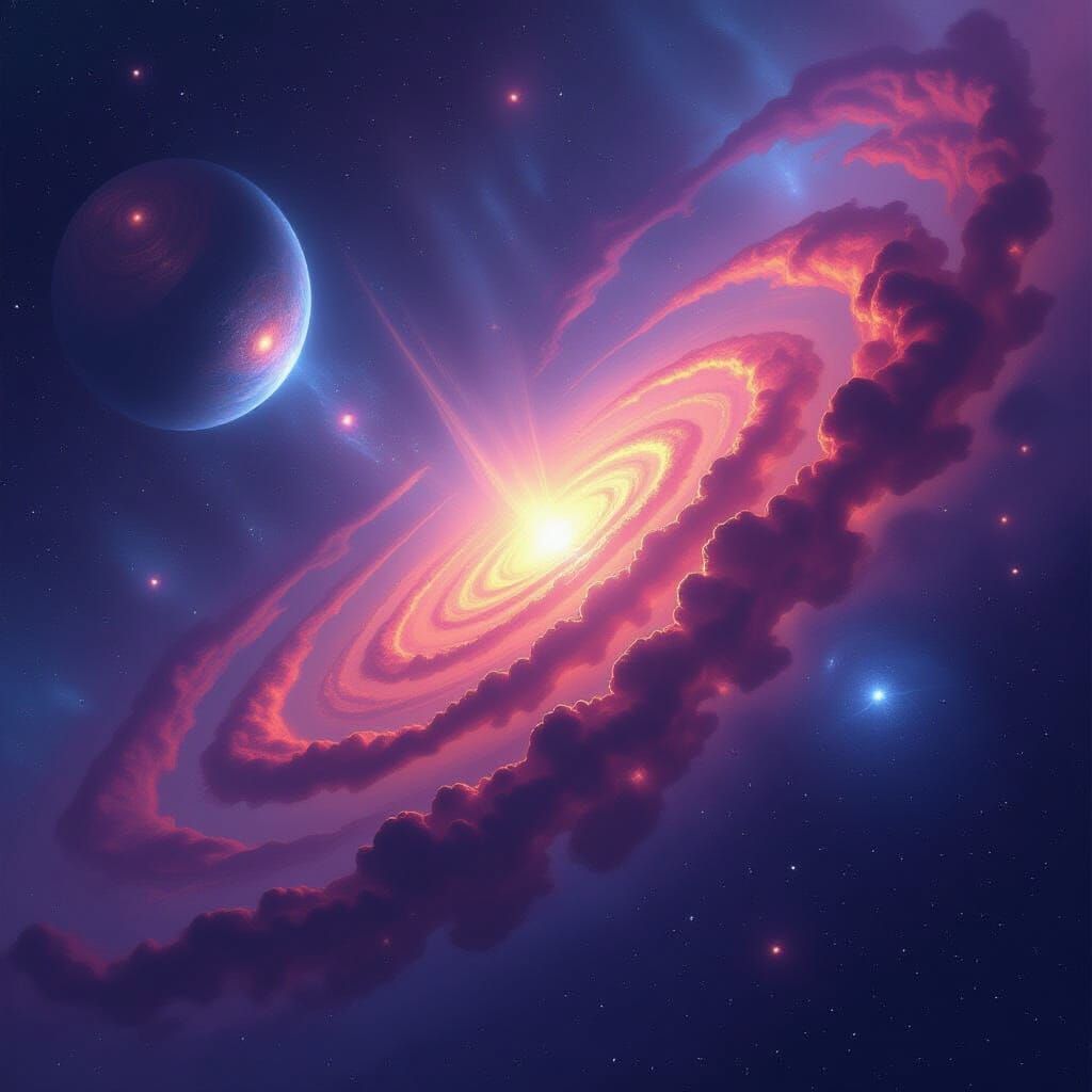 Vibrant Galaxies Swirling with Stars and Nebulae