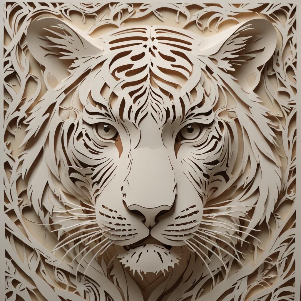 Vibrant Chipola Kirigami Tiger Portrait