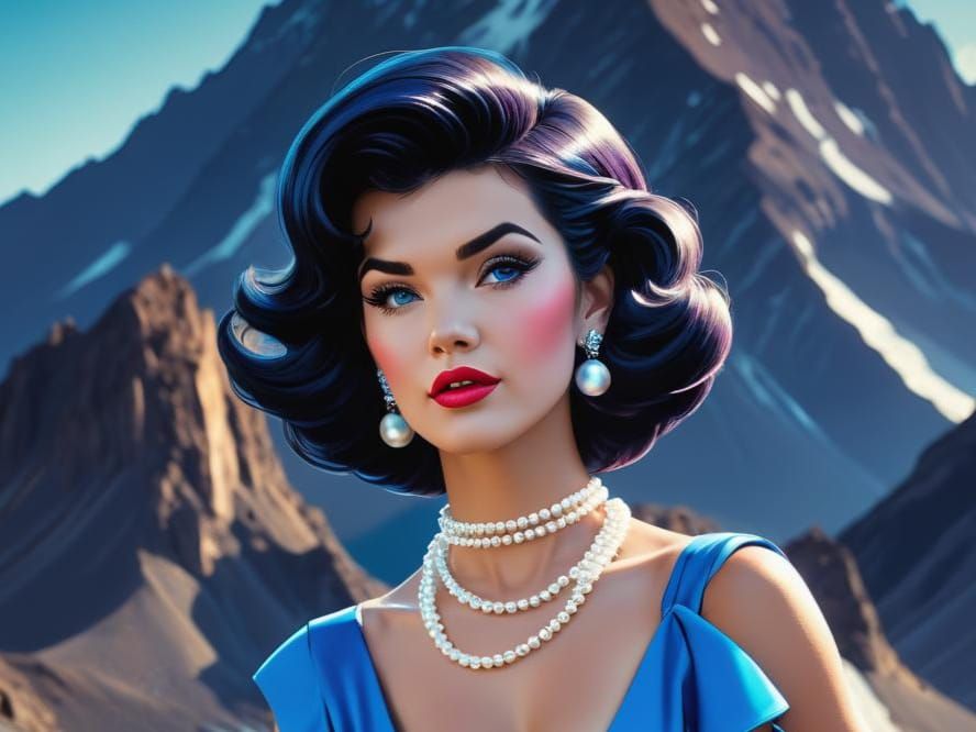 Synthwave Betty Rubble in Retro Neon Style