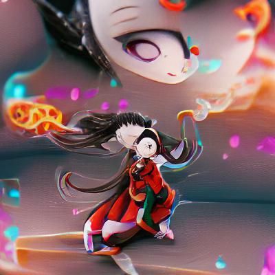 Anime-Style Portrait of Nezuko Kamado