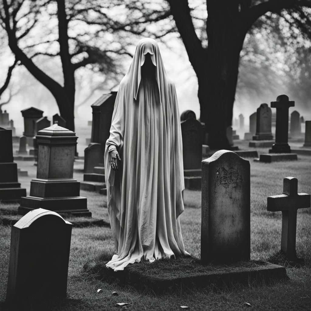 Ghost in a cemetery