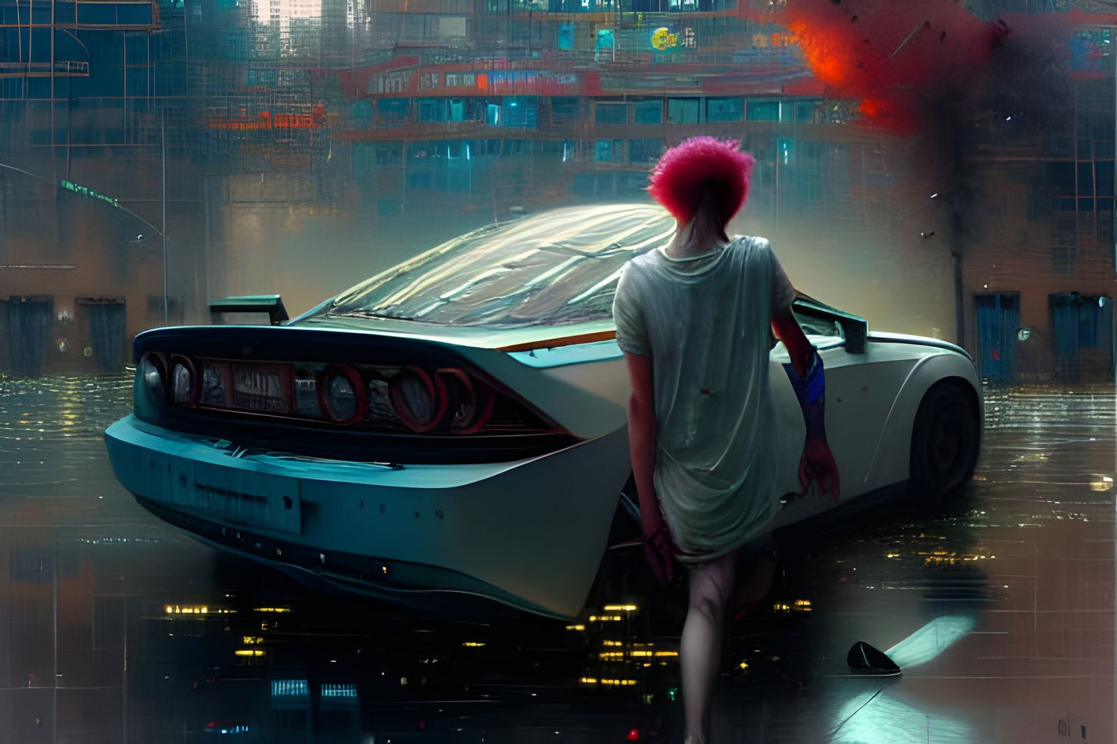 Futuristic Cyberpunk Cityscape in Hyperrealism