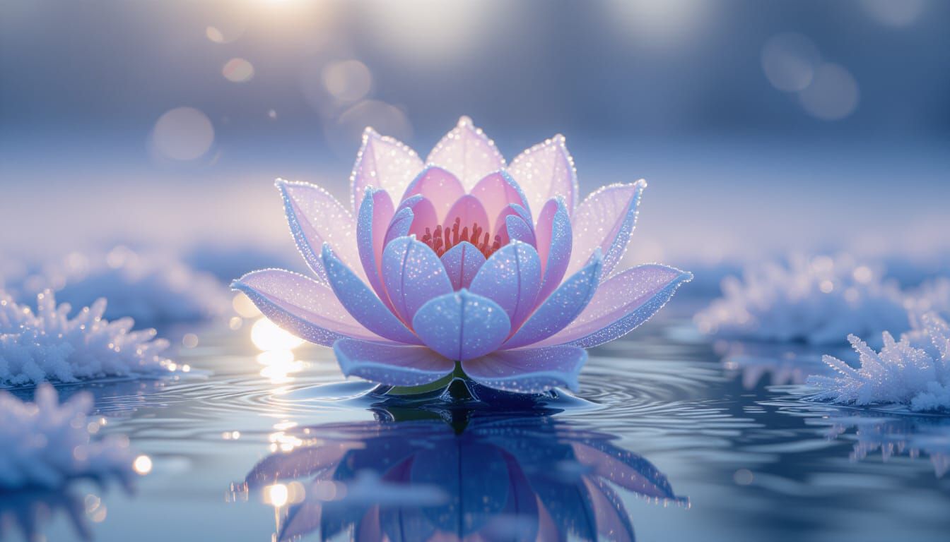 Frostborn Flower Emerges from Frozen Lake