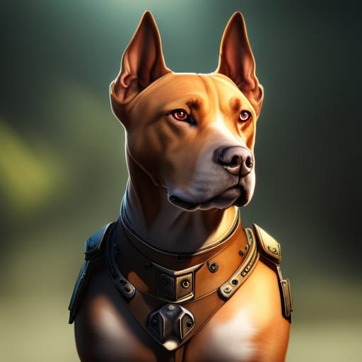 Armored American Terrier in 3D Art Style