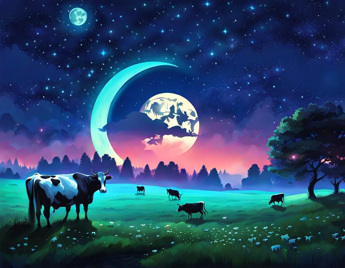 Enchanted Fairycore Meadow at Night