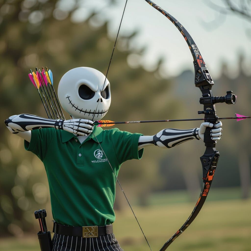 Jack Skellington Archery in Sports Hall Cinematic Film Still