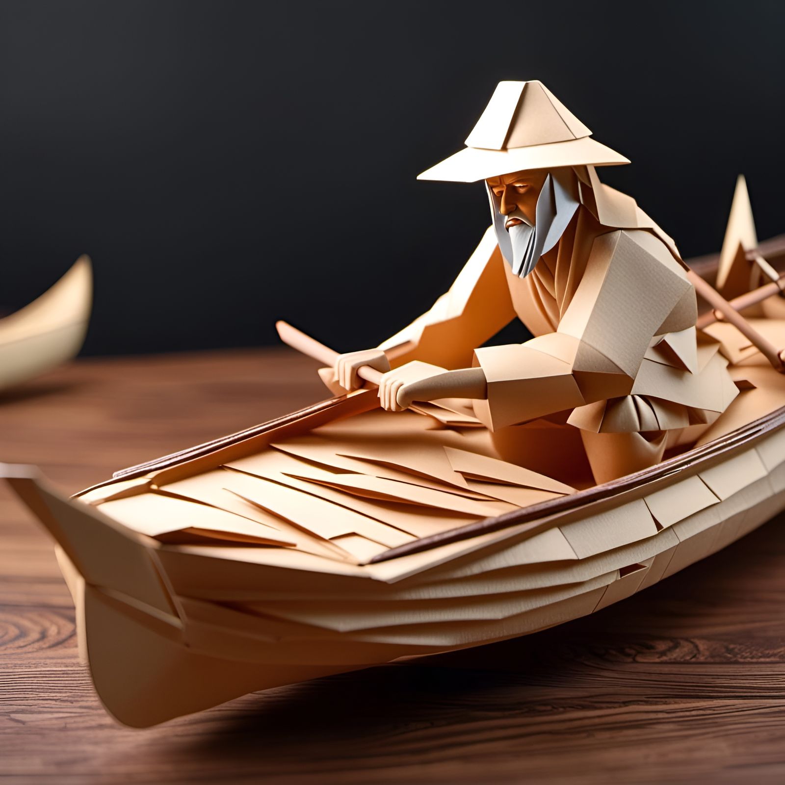 An Old Man Fashioning a Kayak out of a Log