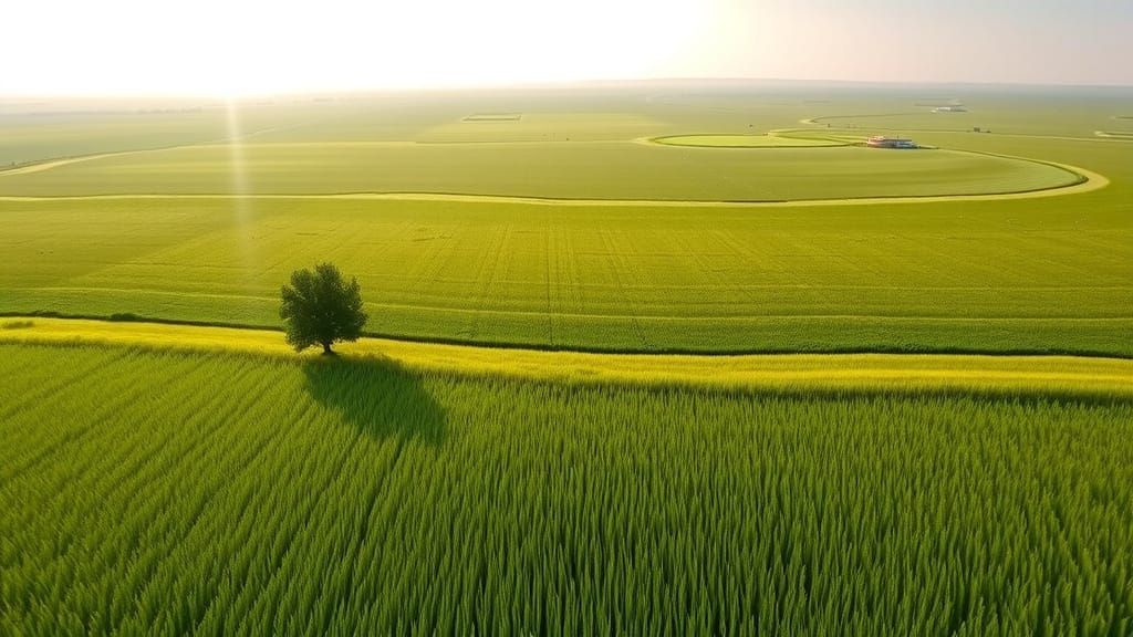 Vast Plain Landscape with Solitary Tree in Hyperrealistic St...