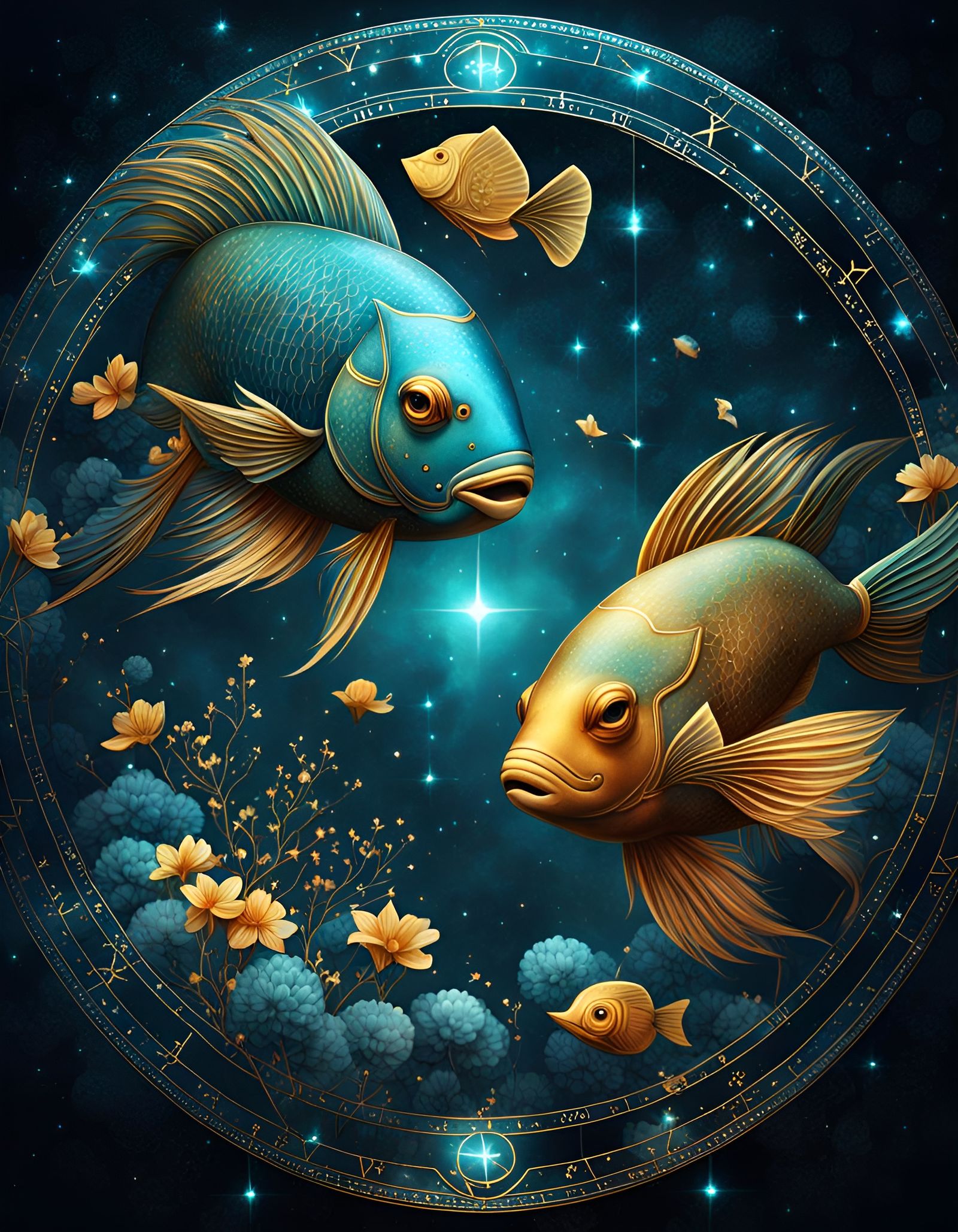 Pisces Zodiac Art in Yuumei Style