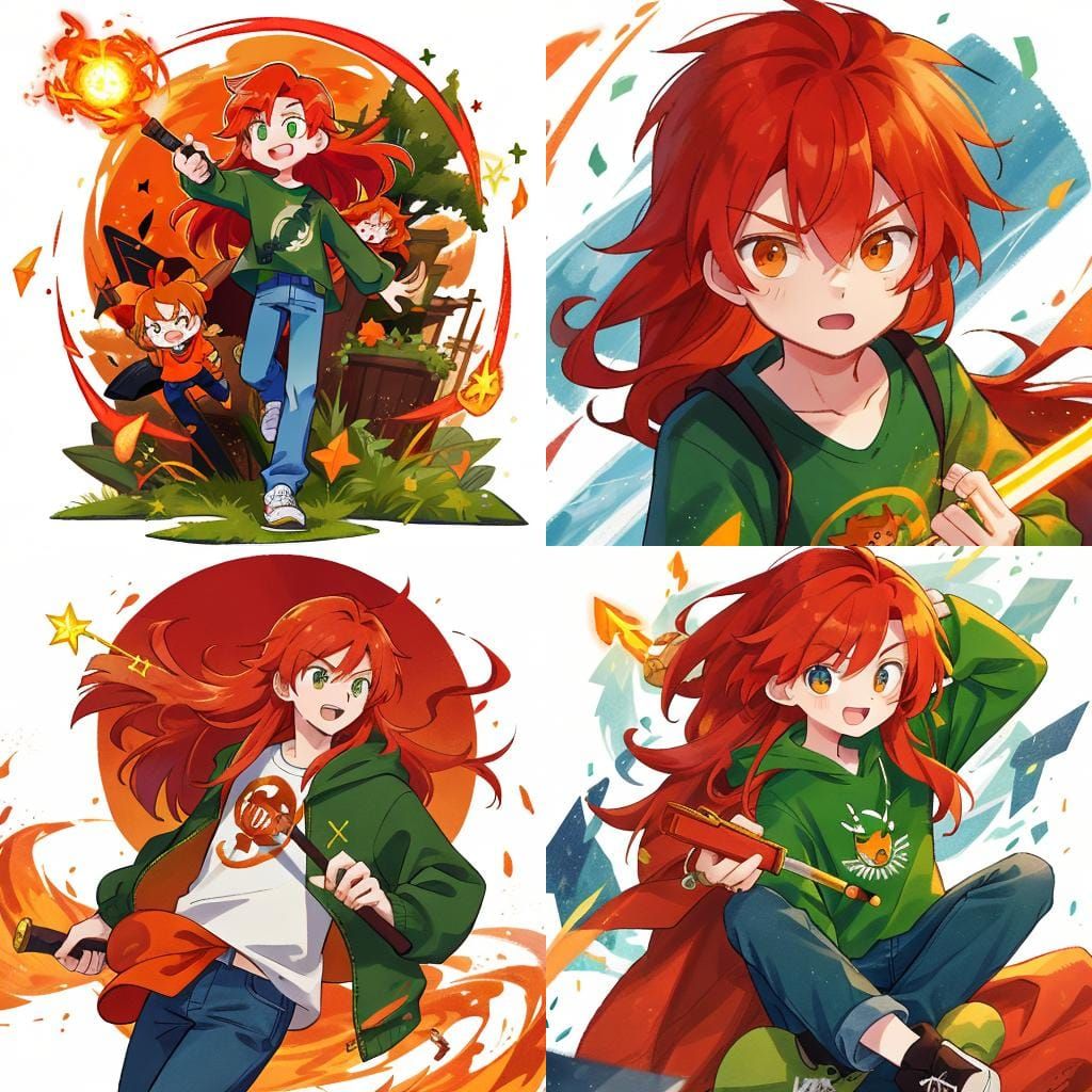 Redhead Wizard Performing Wind Magic