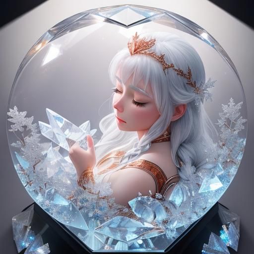 Intricate Frozen Heart Crystal Design