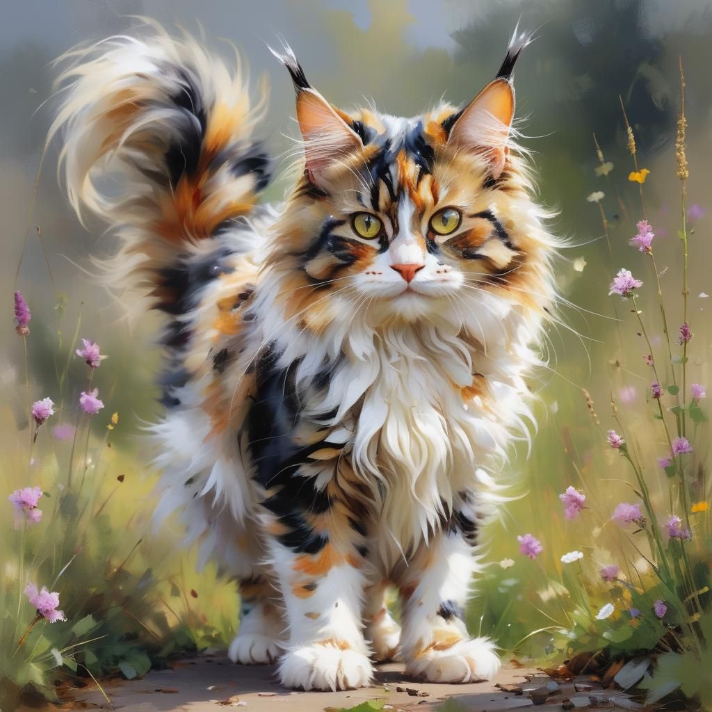 Calico mainecoon cat