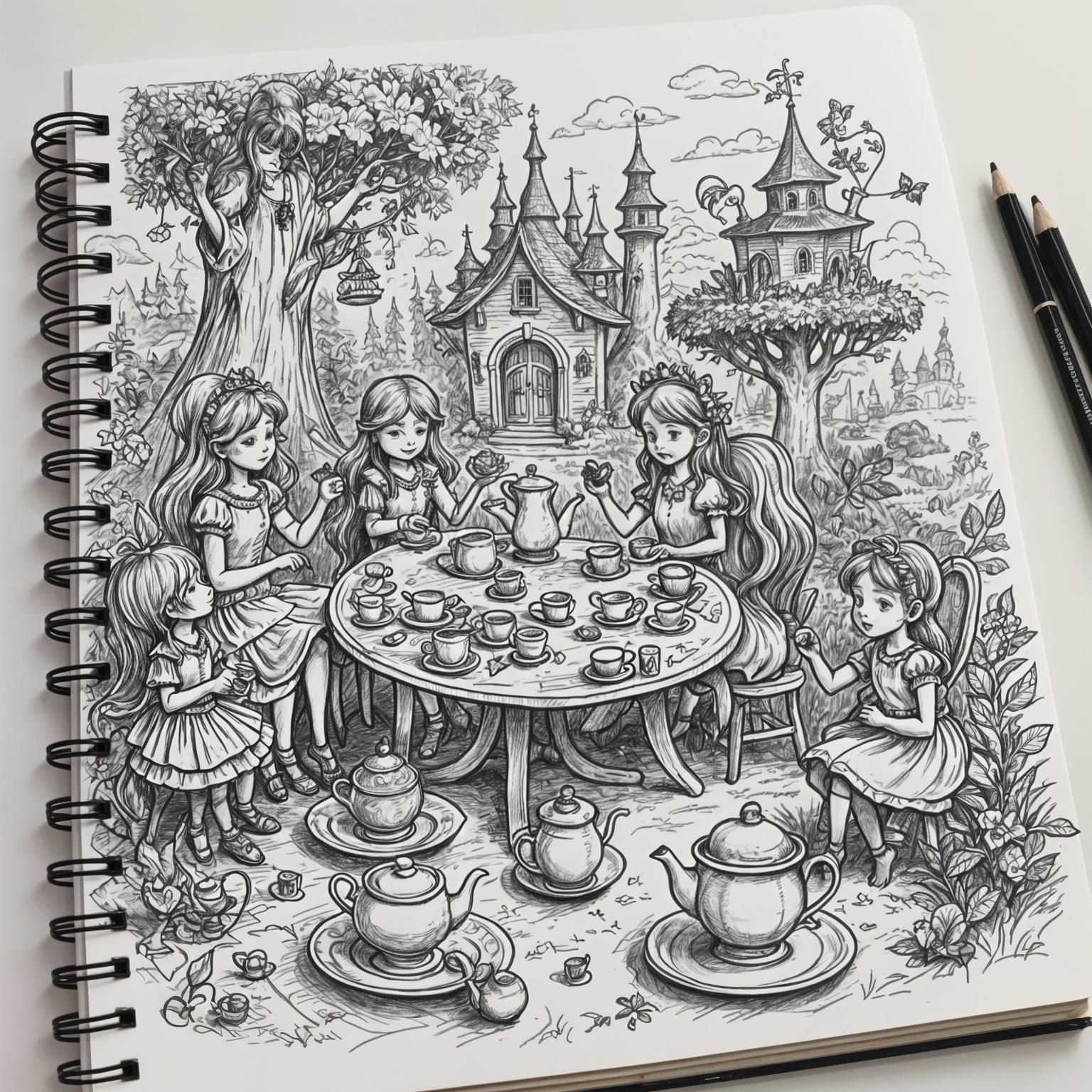Fairy Tale Tea Party Doodle Art