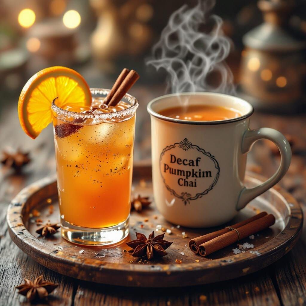 Spiced Apple Spritz and Pumpkin Chai Still Life