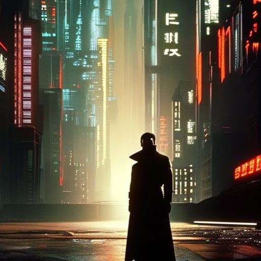 Jason Voorhees in Cyberpunk Cityscape