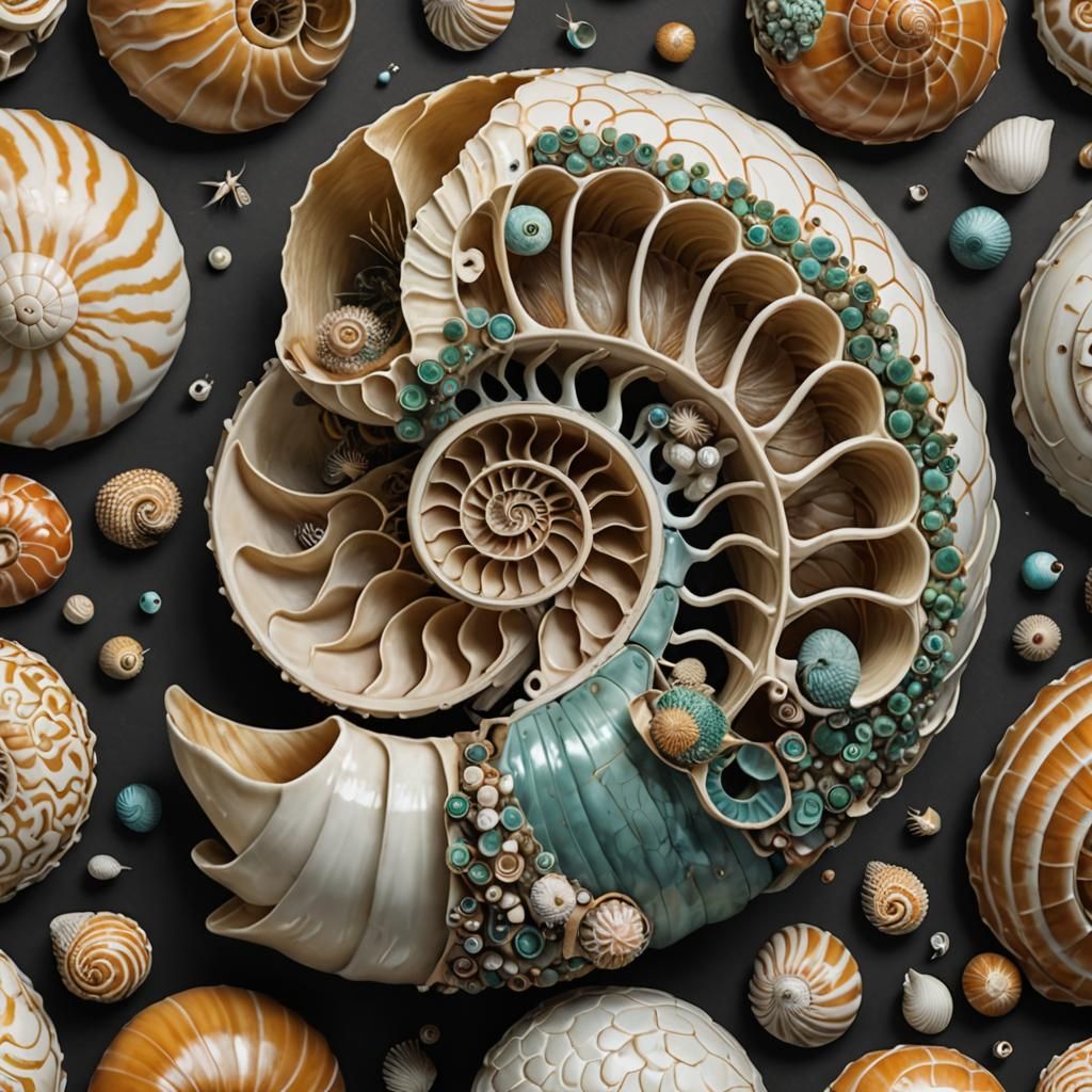 Photorealistic Brain Nautilus Beehive Hybrid