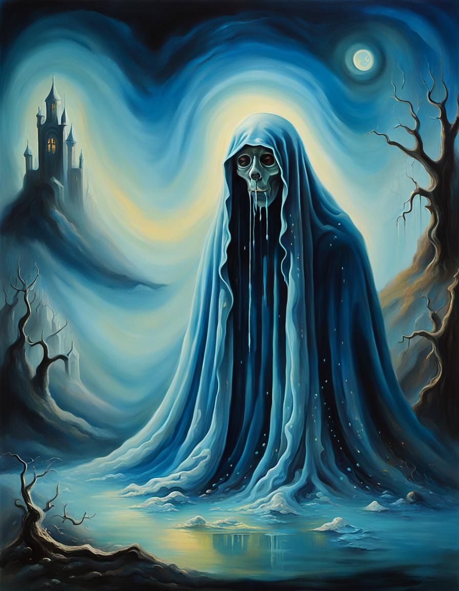 Ethereal Ghost in Dreamscape: Surrealist Oil Painting