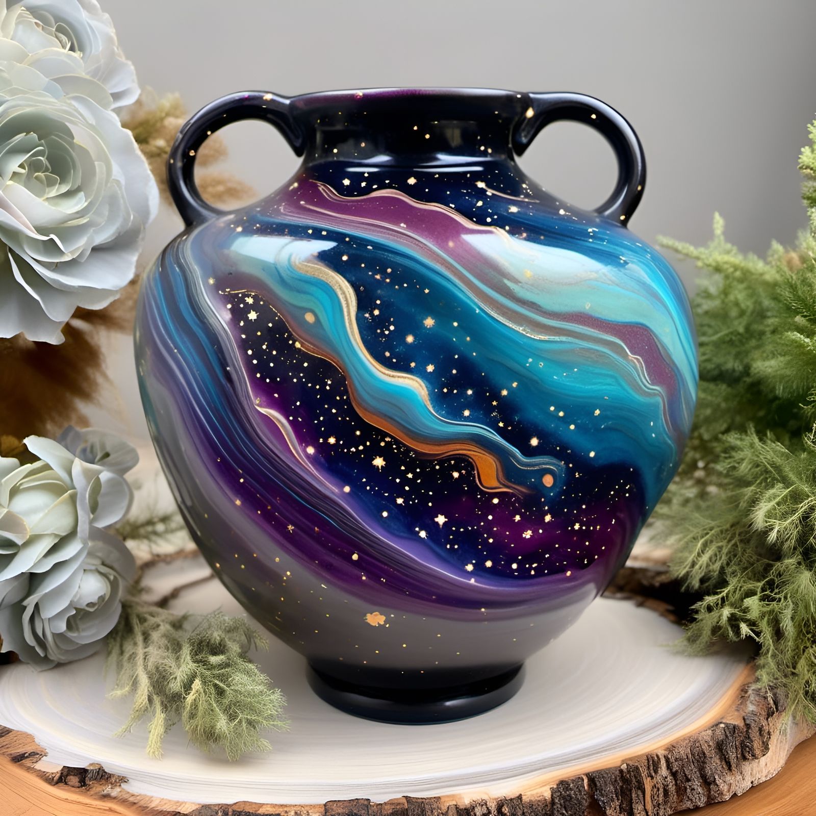 Galaxy Themed Eccentric Clay Pottery Vase
