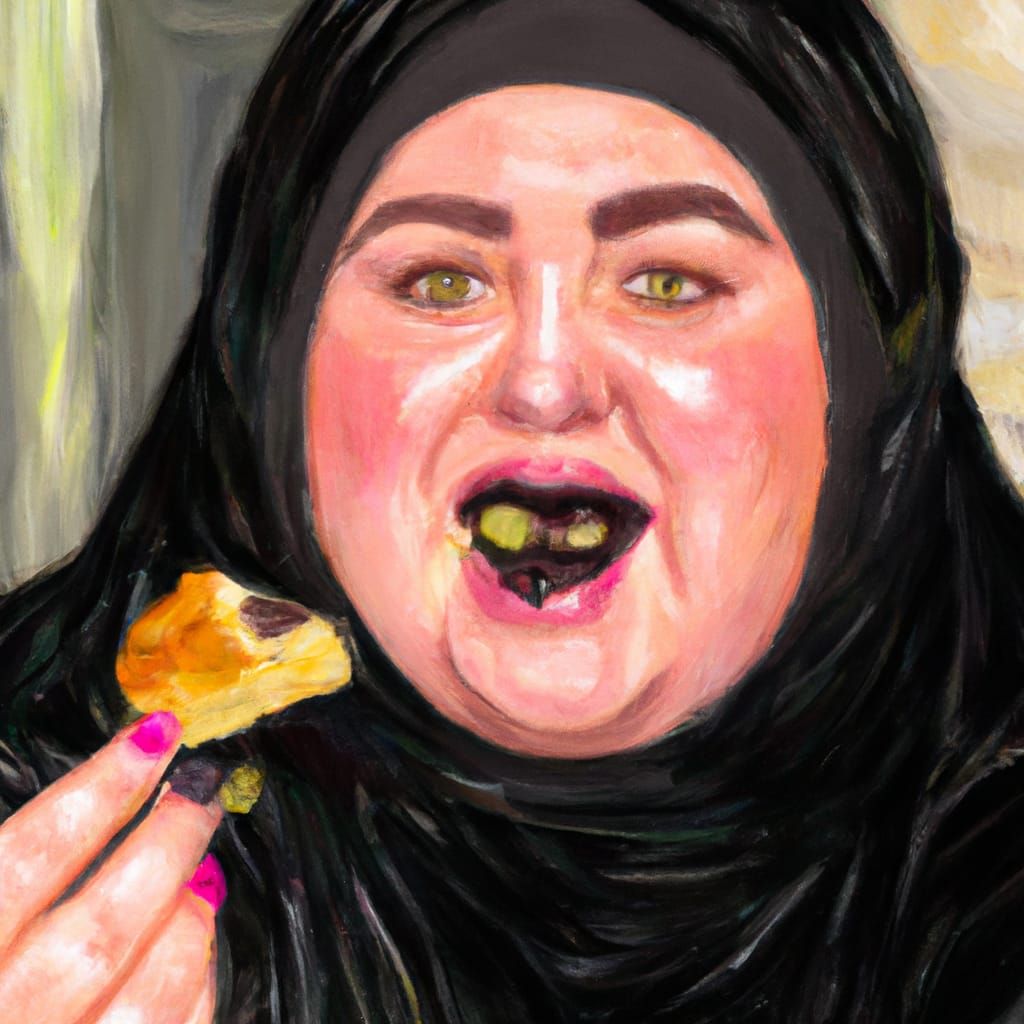 Woman with Baklava in Neo-Impressionist Style