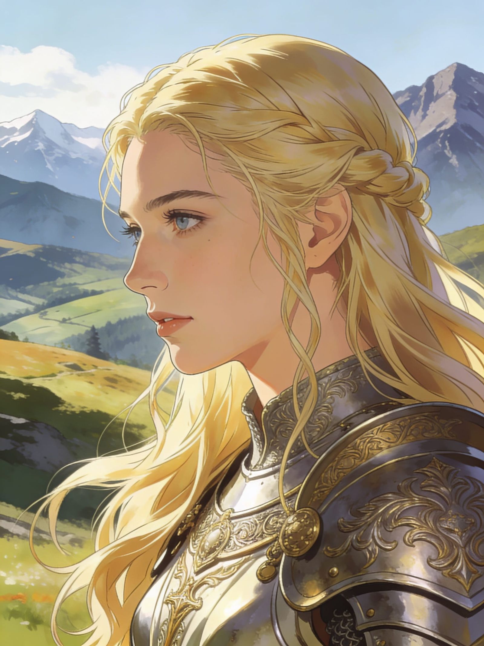 Éowyn Portrait in Photorealistic Digital Illustration Style