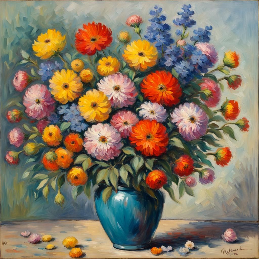 Pop Art Bouquet in Impressionist Style