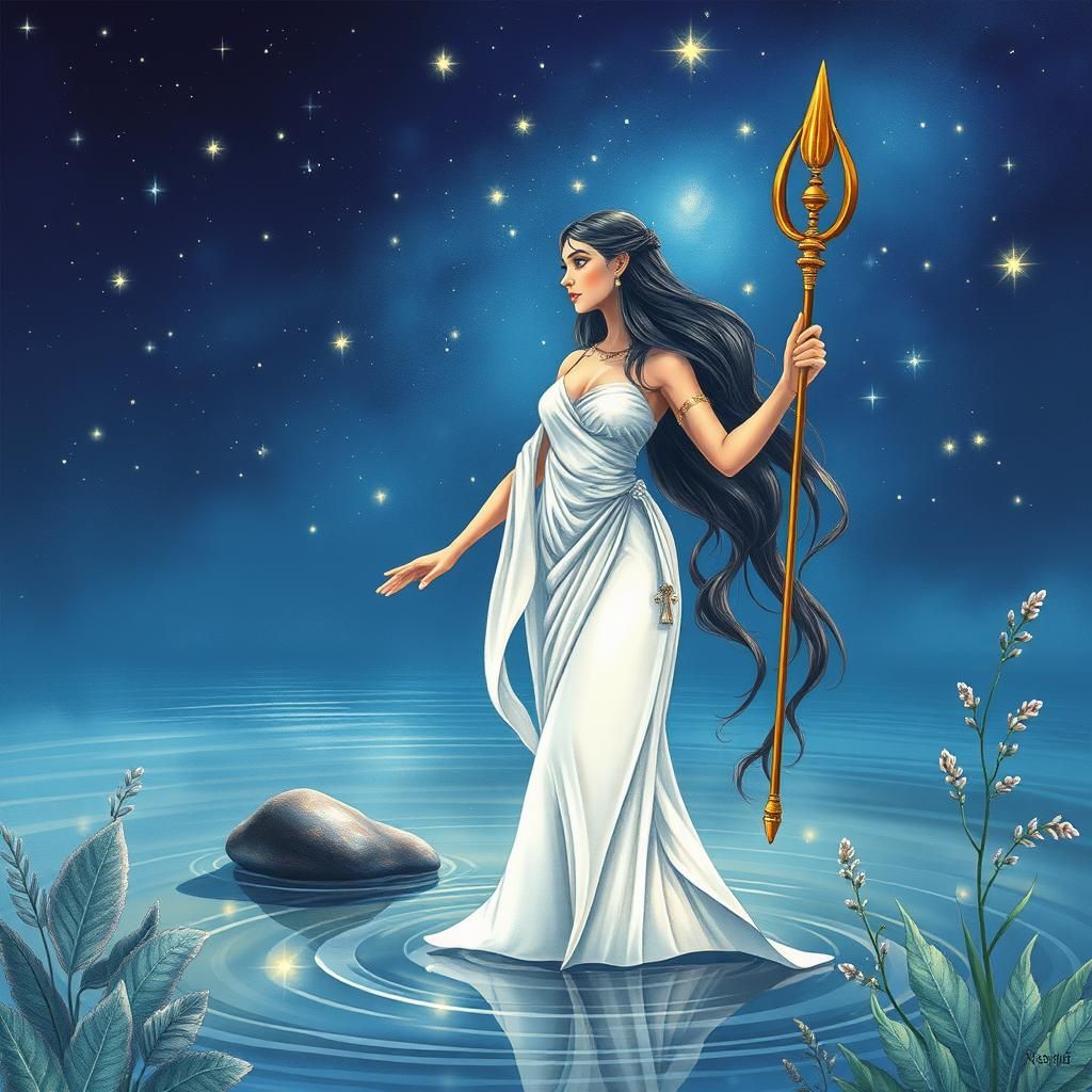 Aquarell-Illustration von Sothis, der ägyptischen Göttin, vo...