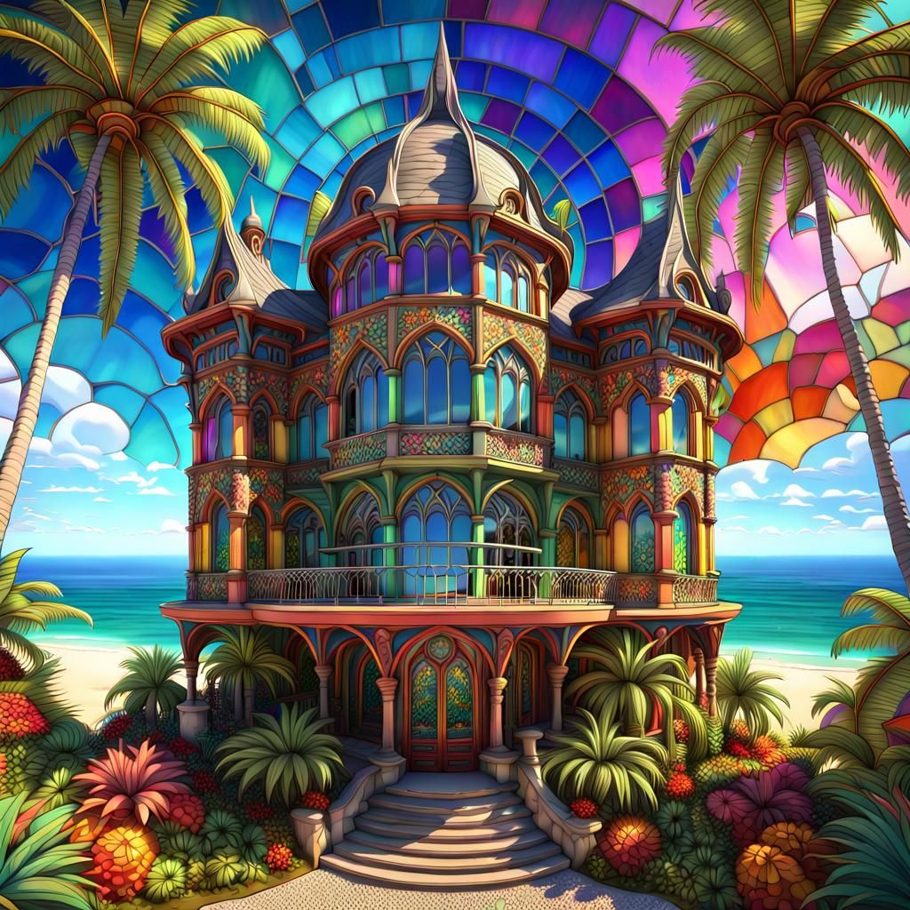 Maximalism library building... Fantasy, artistic