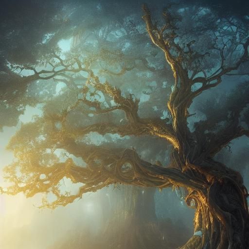 Bejeweled Tree of Life in Celestial Mist