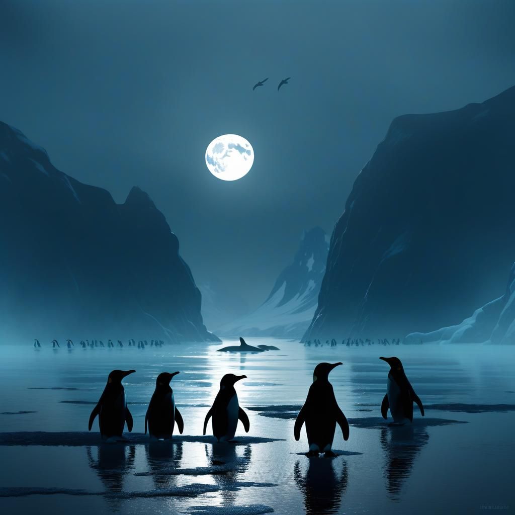 Penguins Fleeing Killer Whales in Icy Arctic Waters