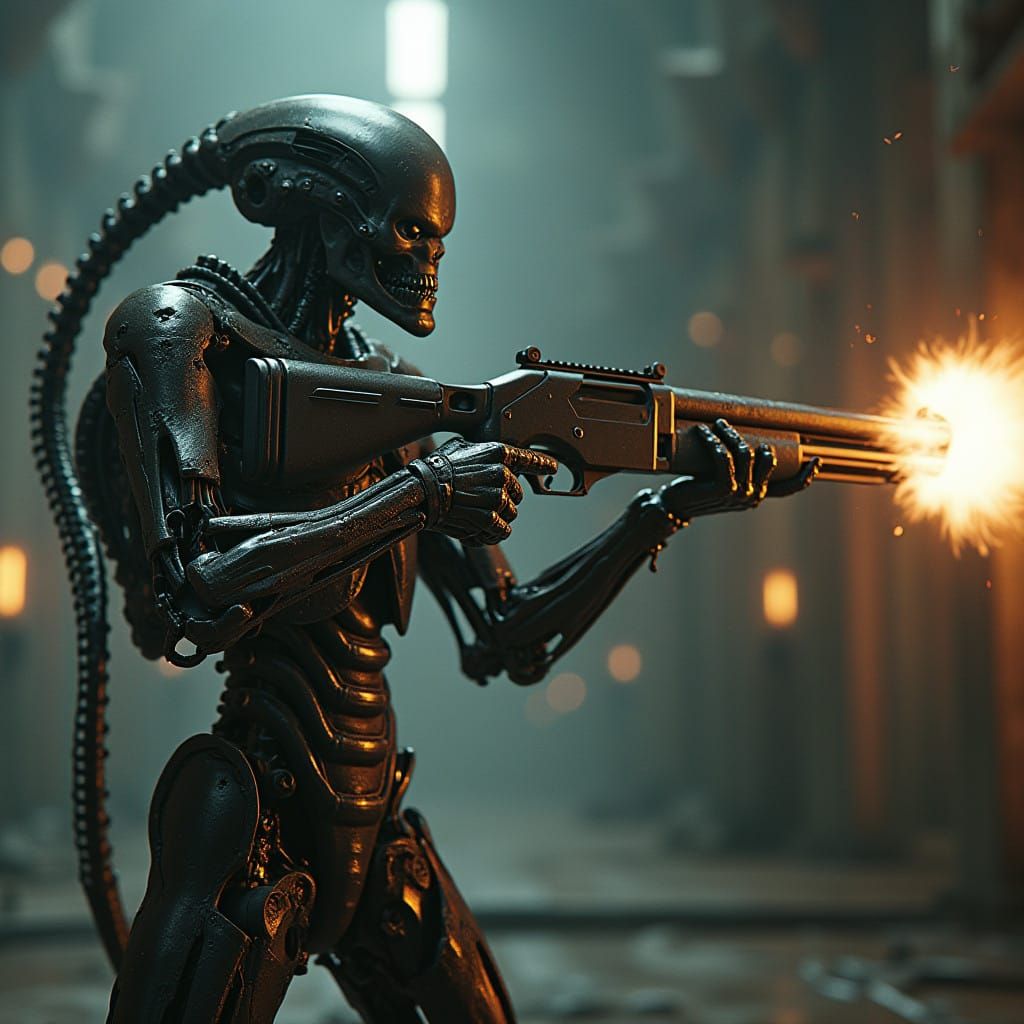 Terminator Meets Alien in Cyberpunk Showdown