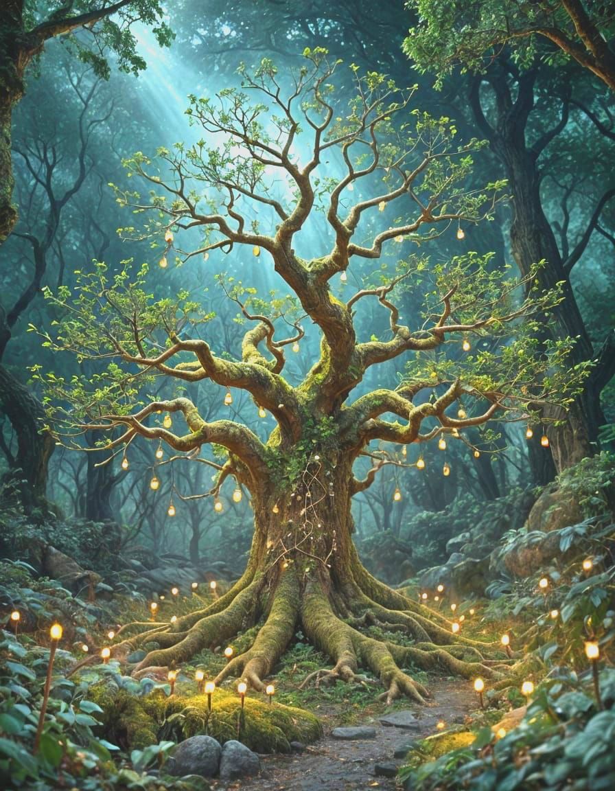 Ethereal Tree of Life in Iridescent Splendor