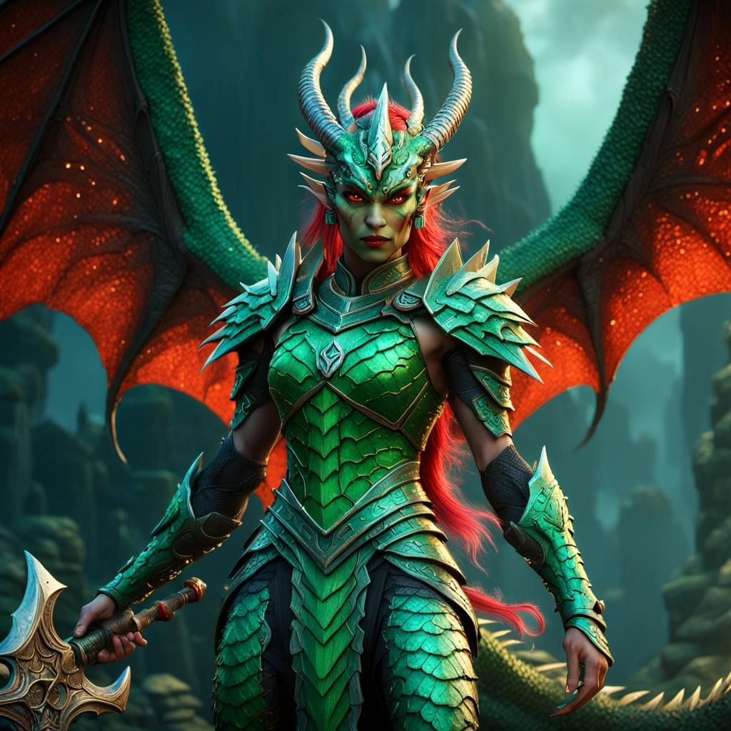 Dragon Goddess in War Scene: Fantasy Concept Art