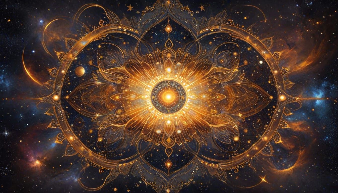 Surreal Galaxy Mandala in Cosmic Quantum Style