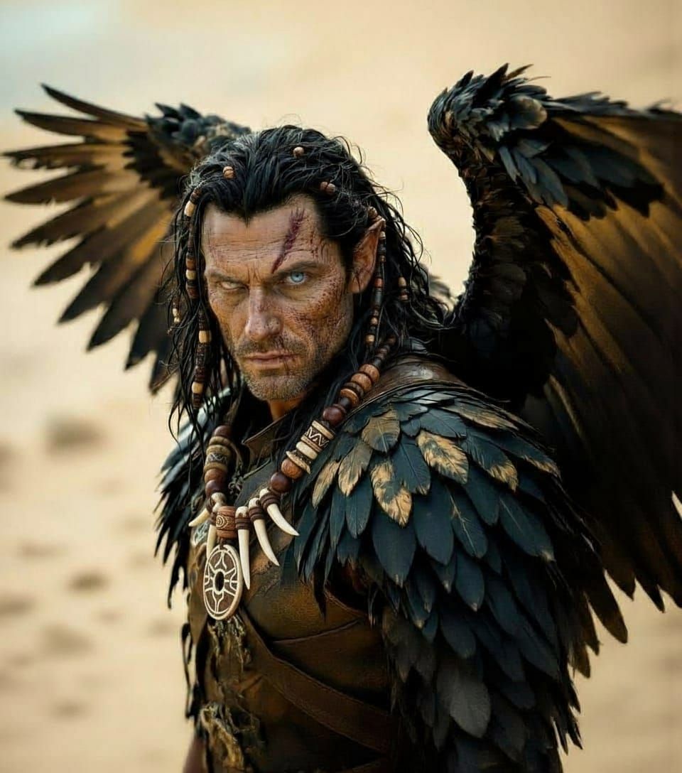 Winged Atavian Shaman in Cinematic Style