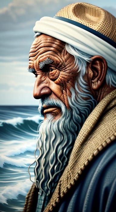 Old Fisherman Becomes One with the Ocean Waves