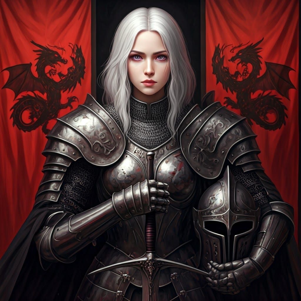 Elegant Medieval Warrior with Dragon Symbolism