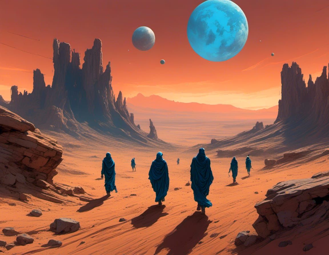 scene on a desert moon