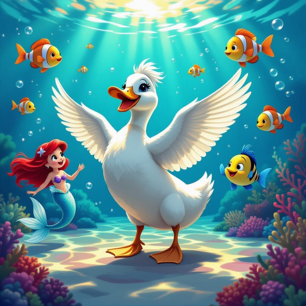 Dancing Duck's Underwater Ball with Little Mermaid