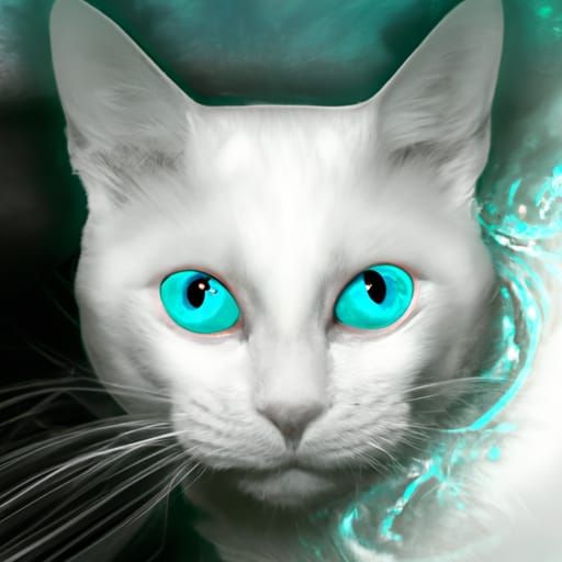 Beautiful Turquoise-Eyed White Cat: Hyperrealistic Splash Ar...